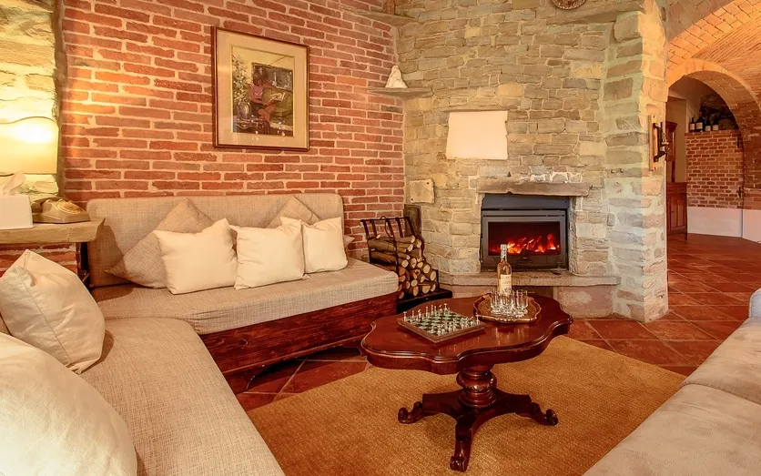 View of the living room with the fireplace